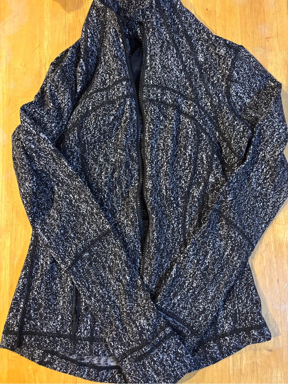 Black and White Marled Lululemon Zip-Up Jacket